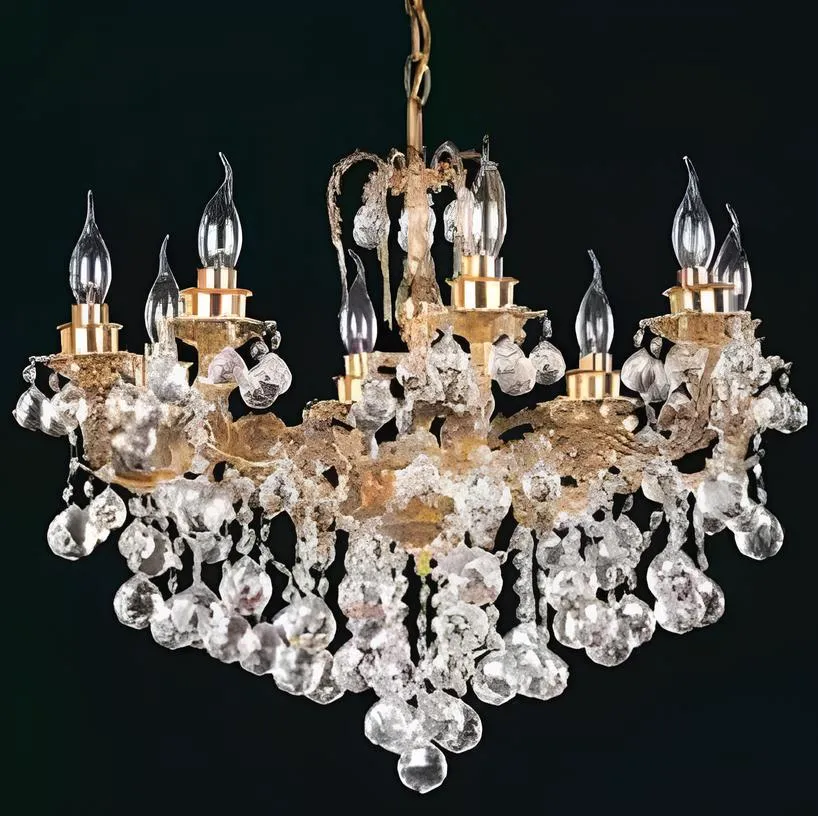 Luxus Lüster Kronleuchter Deckenlampe Deckenleuchter Crystal Art Gold