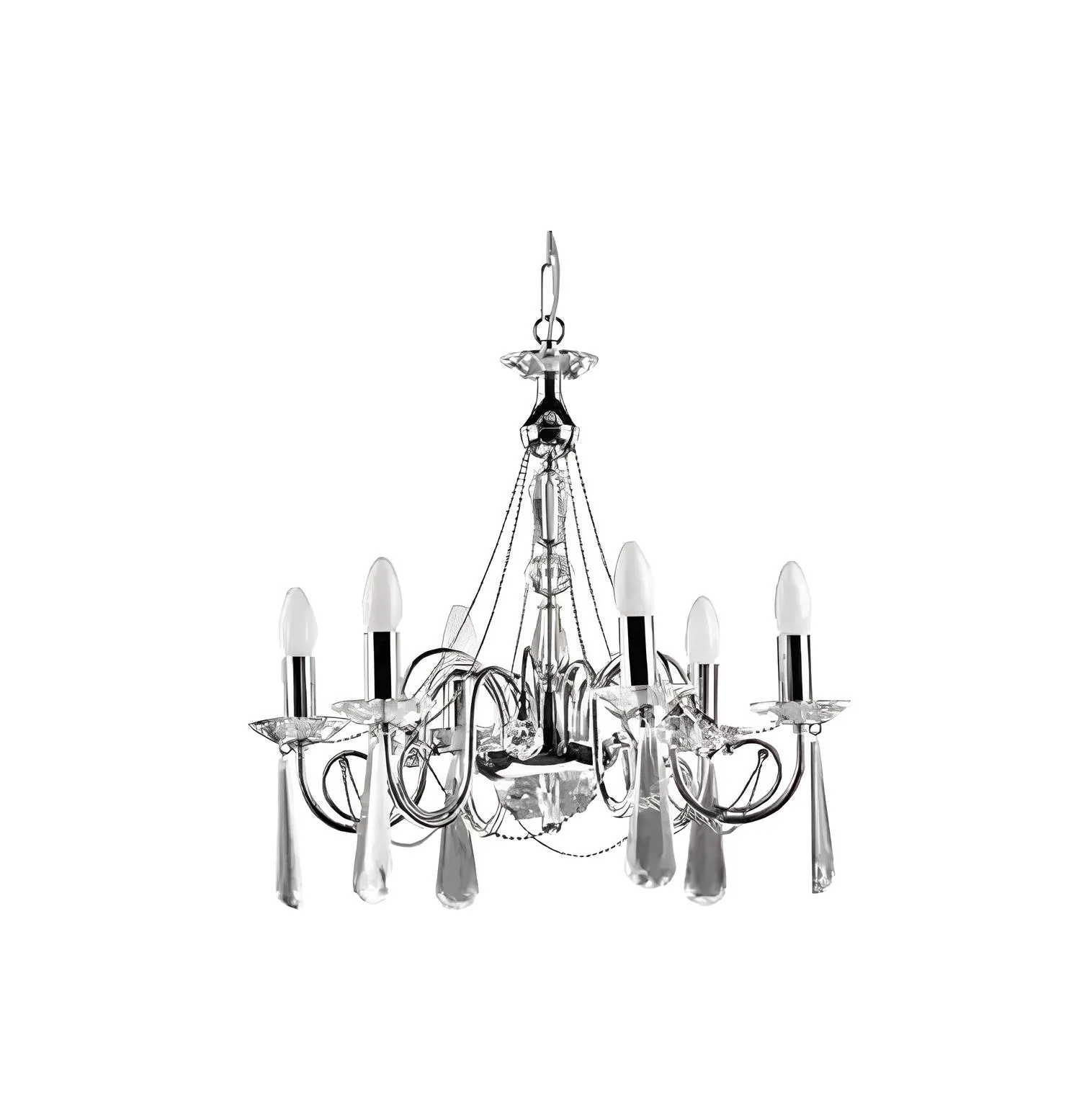 Silber Lüstern Hängende Kronenlampe Kronleuchter Prunklampe Modern Art