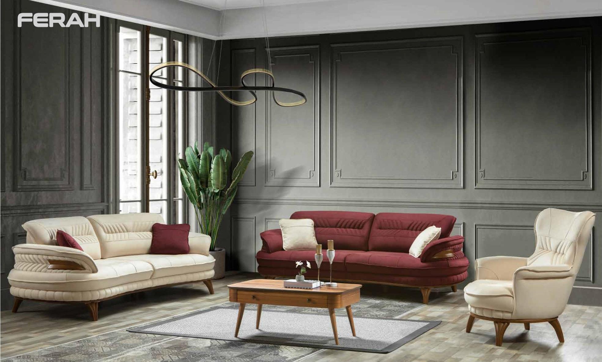 Gruppe Sofagarnitur 3+3+1 Sitzer Luxus Sofa Sessel Sofas Stoff Klassisches Set