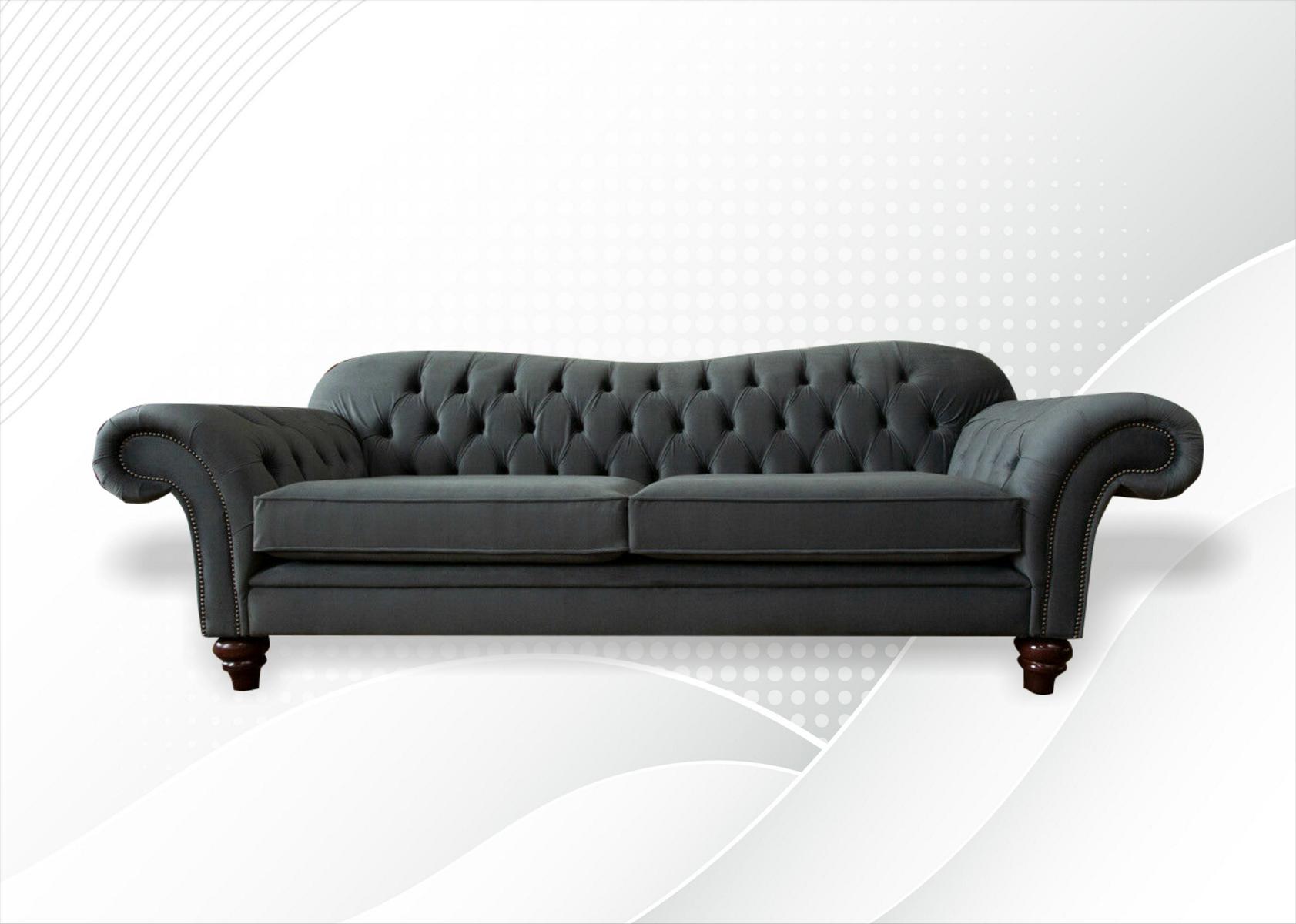 xxl Sofa 4 Sitzer Couch Chesterfield Polster Sitz Garnitur Leder Textil Grau Neu