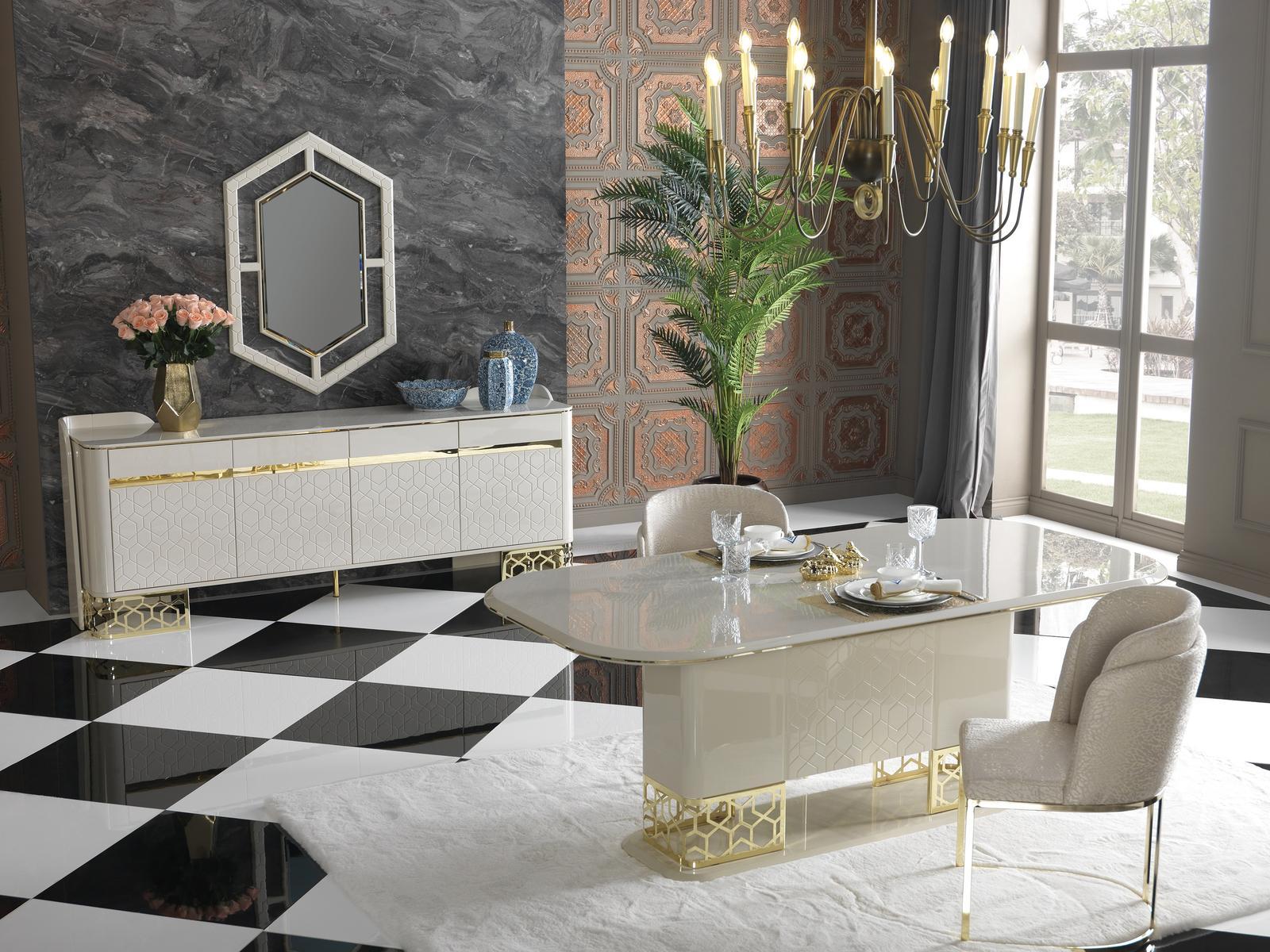 Modernen Esszimmer Set Möbel Esstisch 4x Stühle Anrichte Kommode 6tlg