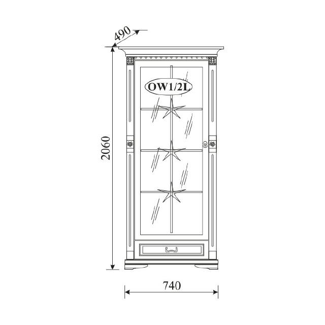 Klassische Vitrine Vitrinenschrank Vitrinen Glasschrank Schrank Kolonial OW 1-2