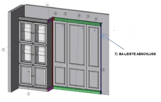 Klassische Abschlussleiste zum Paneel, Set L, R Element für Schrank System BA-26