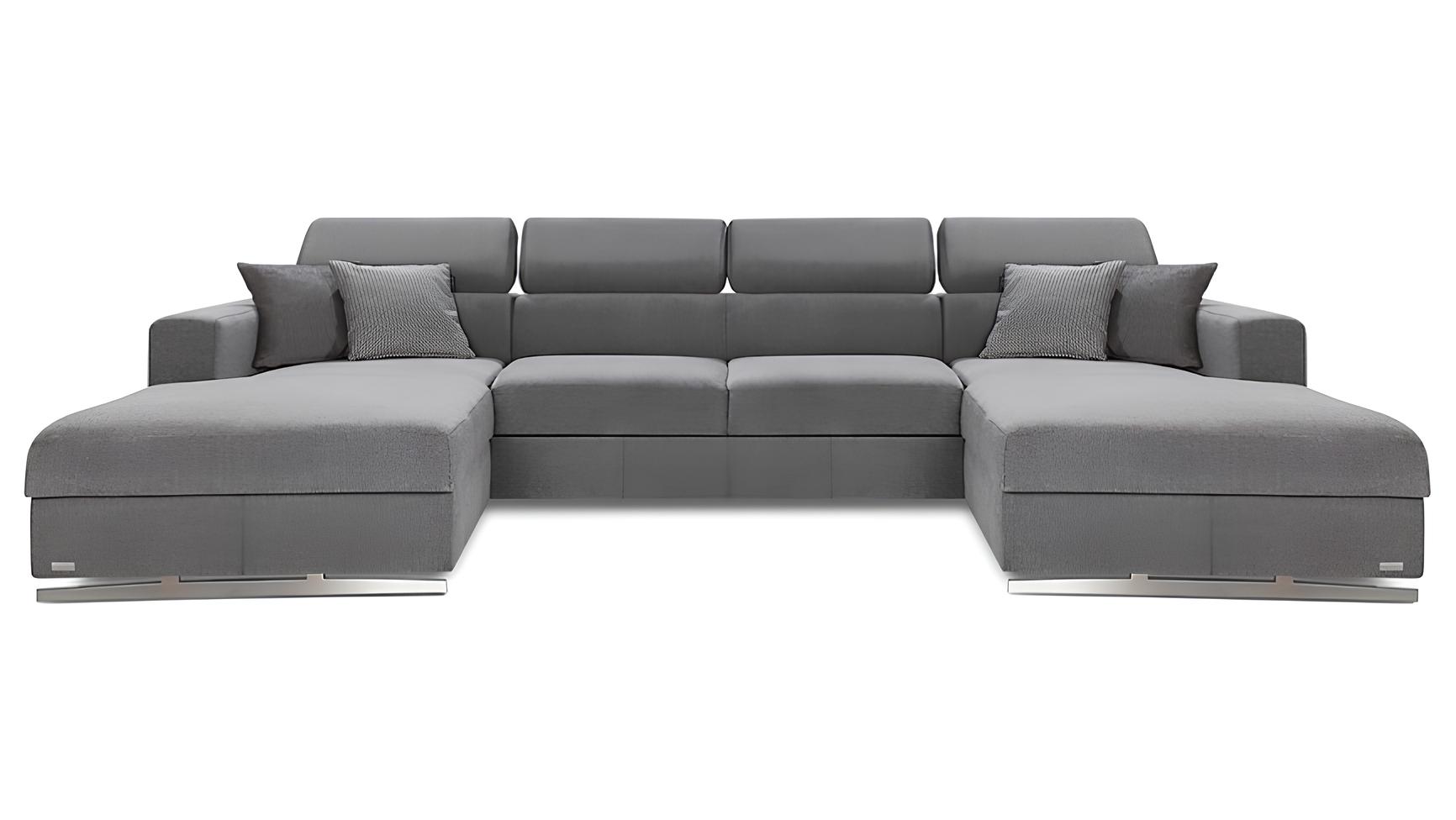 Wohnlandschaft Bettfunktion Stoff Ecksofa U-Form Couch Design Polster Textil Neu