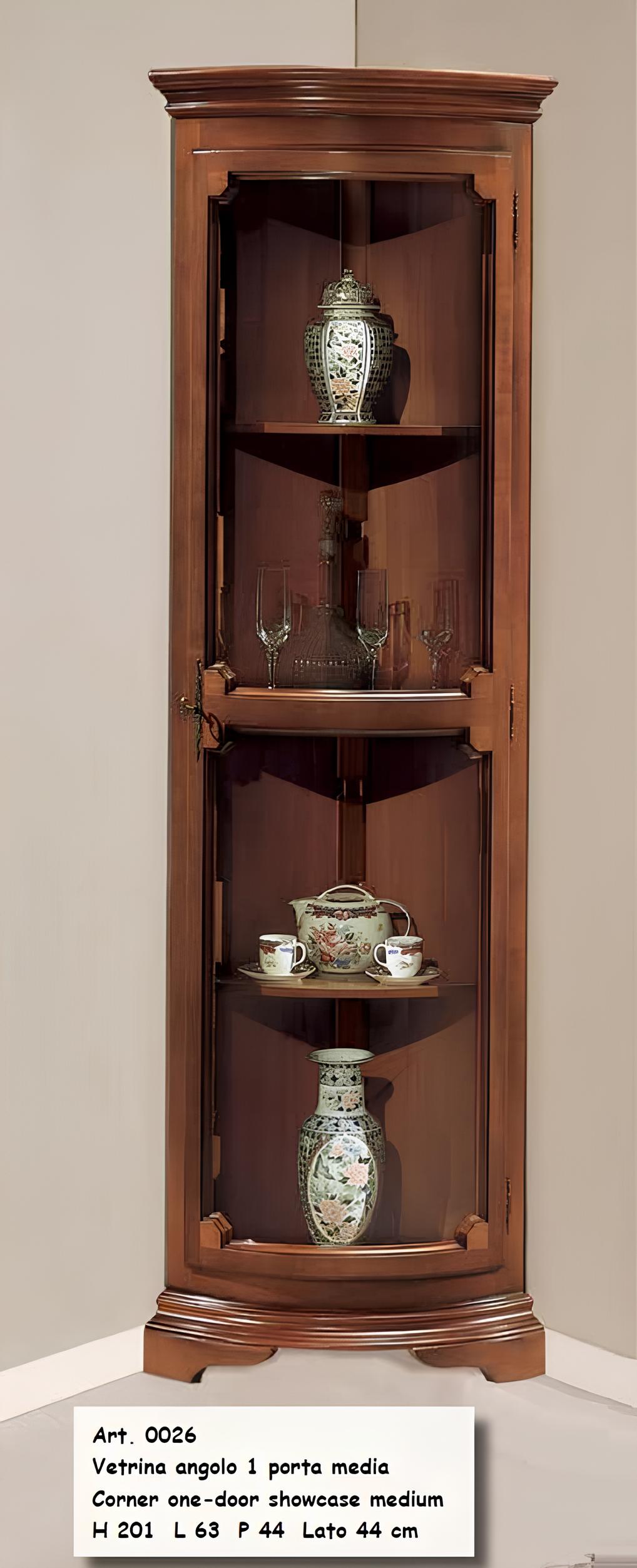 Vitrine Holzschränke Glasvitrine Schrank Eckvitrine Braun Italienische Möbel Neu