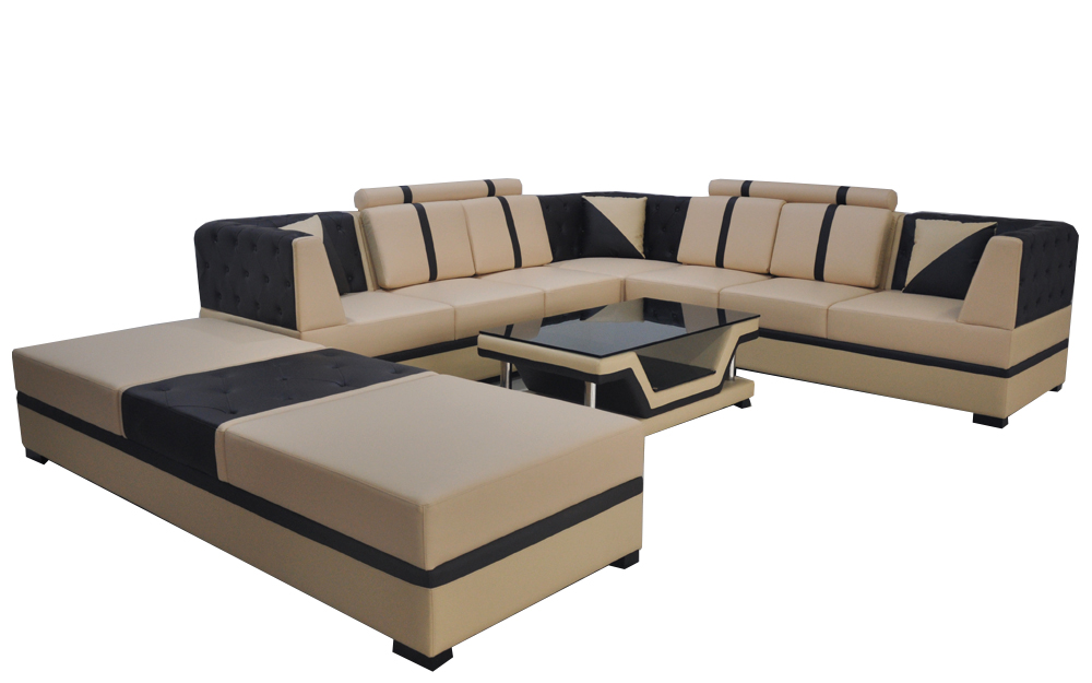 Leder Eck Sofa Couch Polster Sitz Wohn Landschaft Design Möbel Garnitur + USB