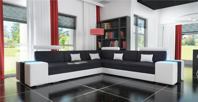 Wohnlandschaft Sofa Couch Eck Polster Stoff Textil Leder Garnitur Couchen Sofas