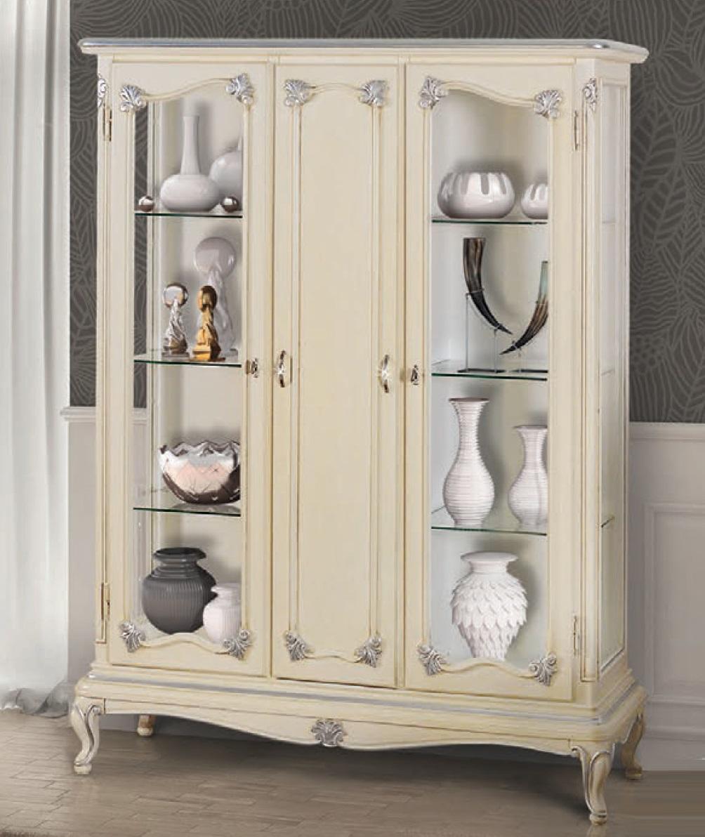 Vitrine Weiß Glasschrank Design Klassische Schrank Luxus Holz Möbel Vitrinen Neu