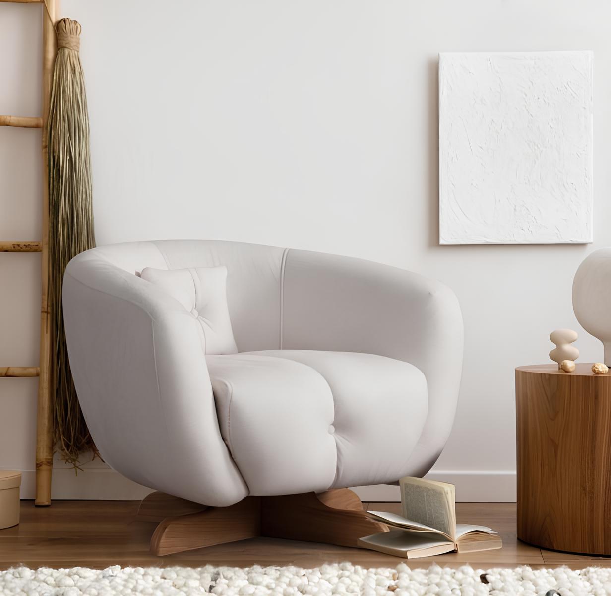 Weißer Luxus Sessel Designer Wohnzimmer Einsitzer Textil Edler 1-Sitzer