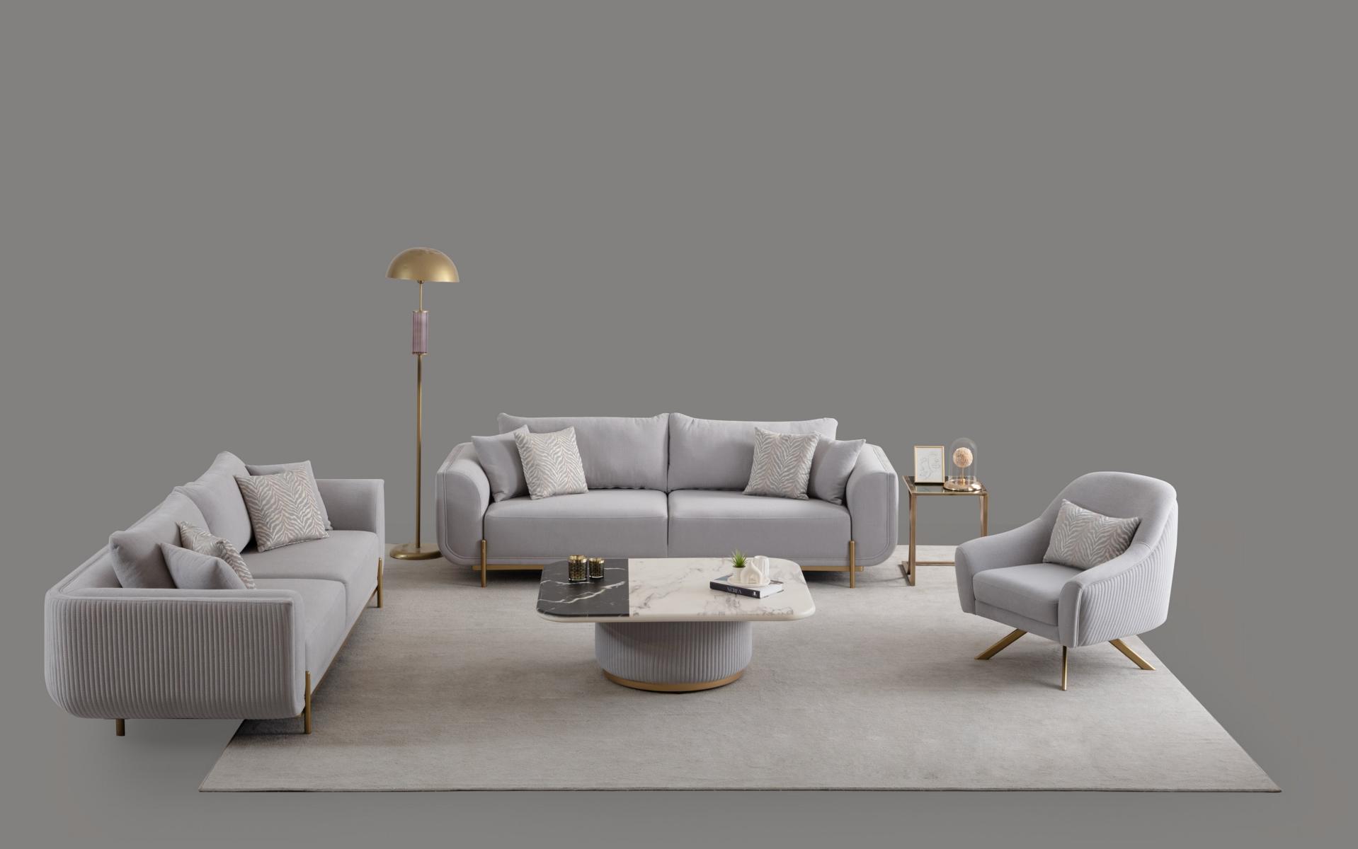 Sofagarnitur 3+3+1 Sitzer Neu Design Sofas Polster Couchen Textil Relax Modern