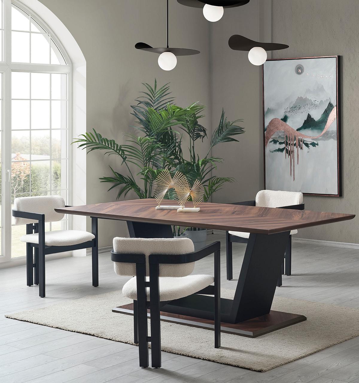 Esstisch Tisch Esszimmer Luxus Möbel Wohnzimmer Holz Edelstahl Design Tische Neu