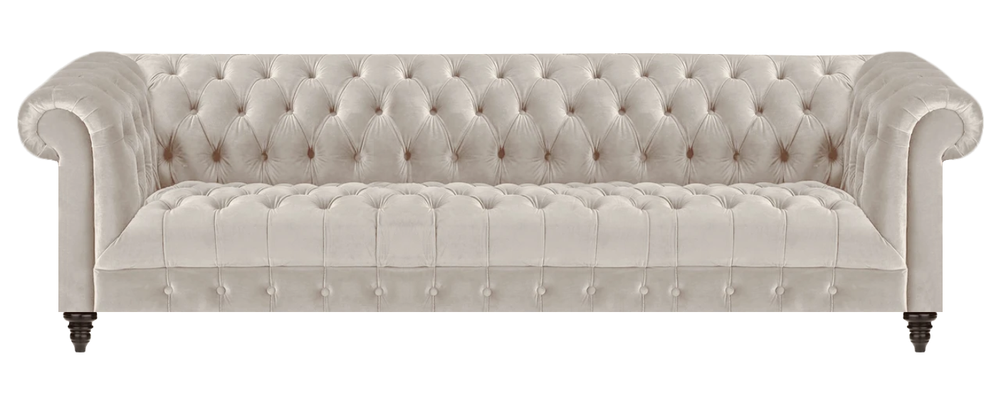 Chesterfield Weißer Textil Viersitzer Designer Polstermöbel Edle Couch