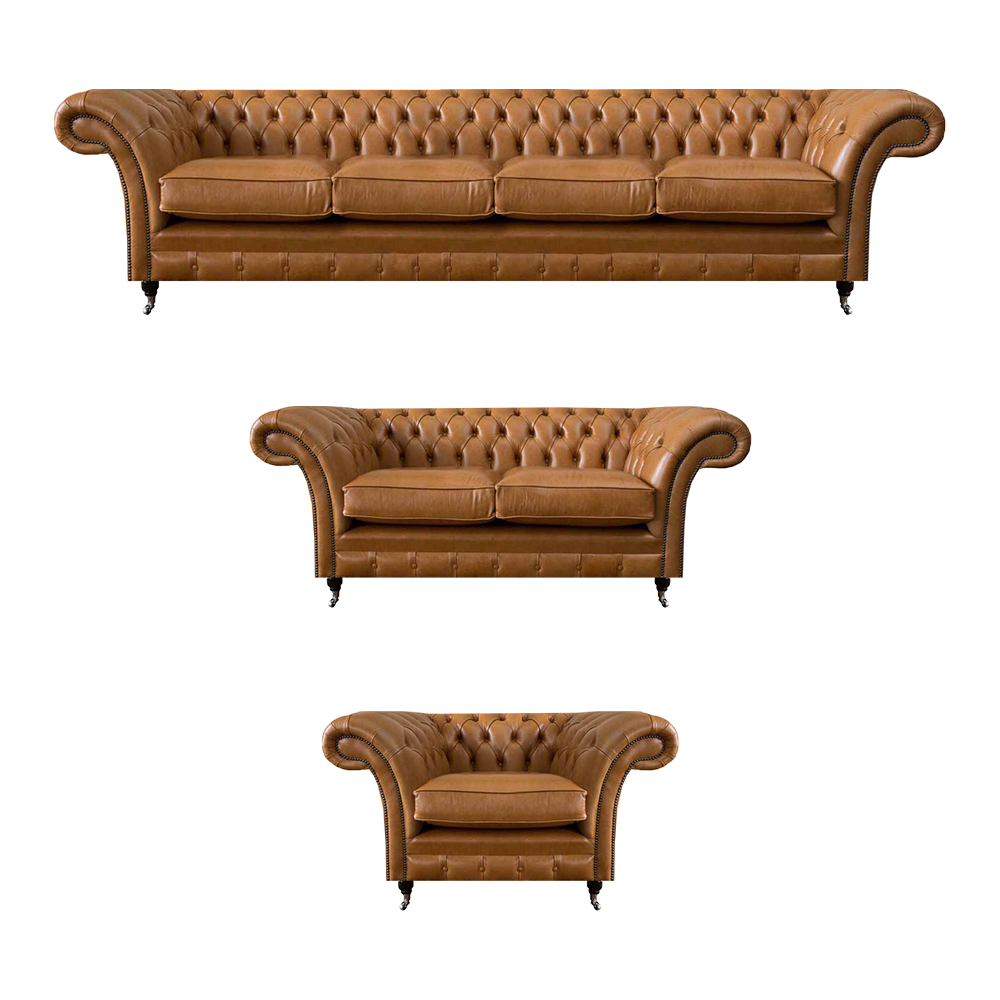 Chesterfield Braun Sofas Komplett 4+2+1 Sitzer Wohnzimmer Sofagarnitur