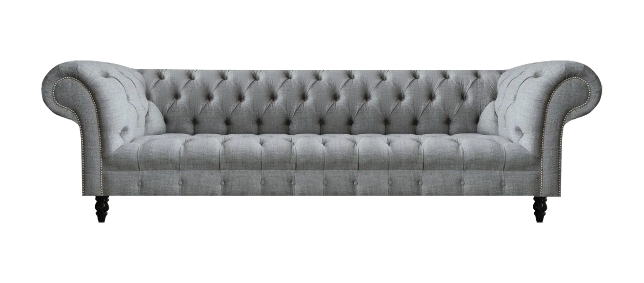 Chesterfield Sofa Viersitzer Couch Grau Möbel Wohnzimmer Luxuriöse Design