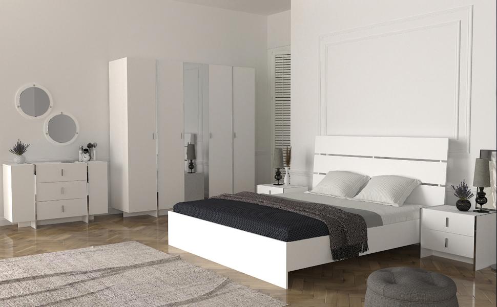 Modernes Schlafzimmer Kombination Einrichtung Ausstattung Bett Kommode 6tlg.