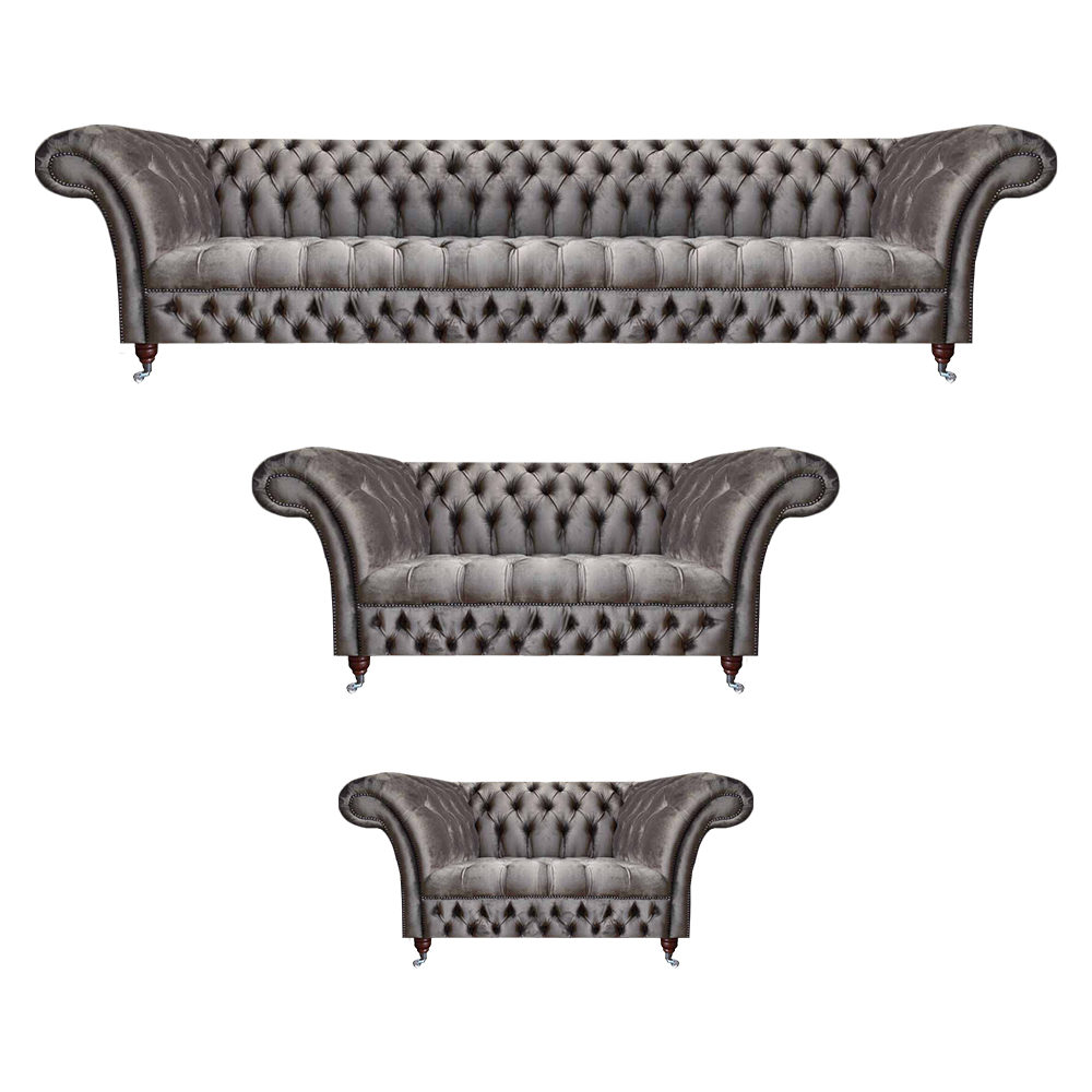 Sofagarnitur 4+2+1 Textil Sofa Komplett Grau Moderne Polstermöbel Wohnzimmer