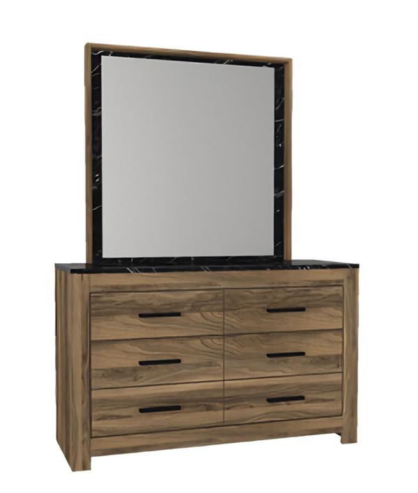 Schlafzimmer Kommode mit Spiegel modernen Stil elegante Möbel braune Holzmöbel