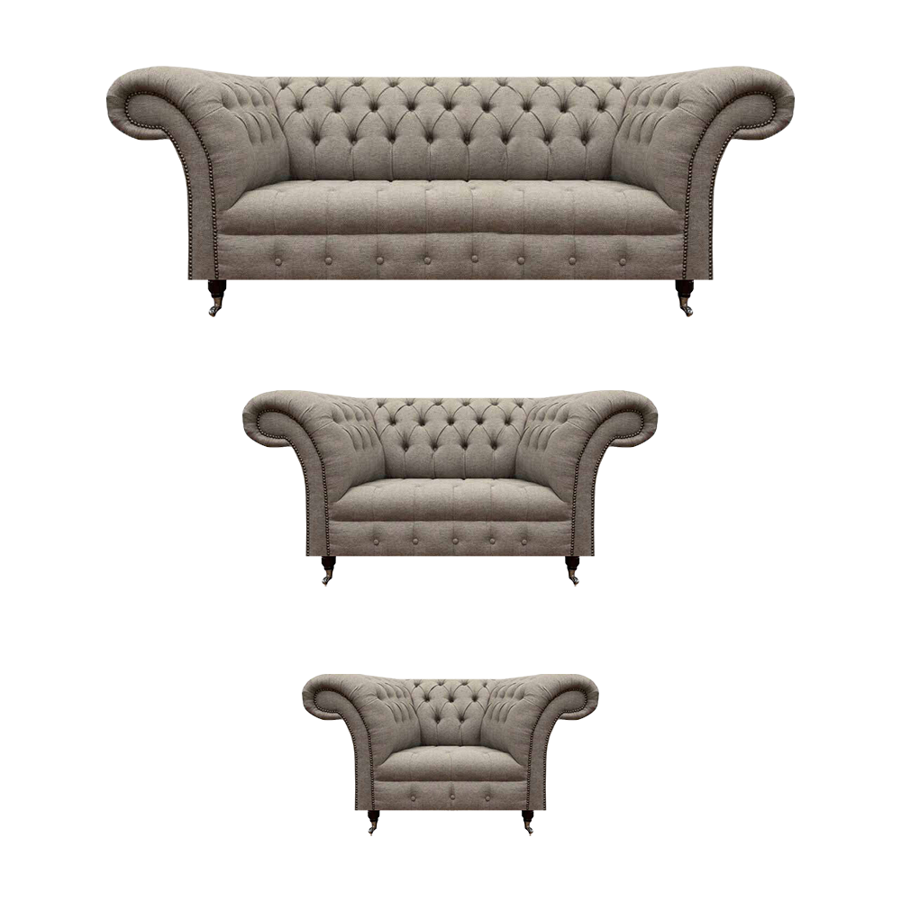 Komplett Möbel Sofagarnitur 3+2+1 Sitzer Wohnzimmer Grau Textil