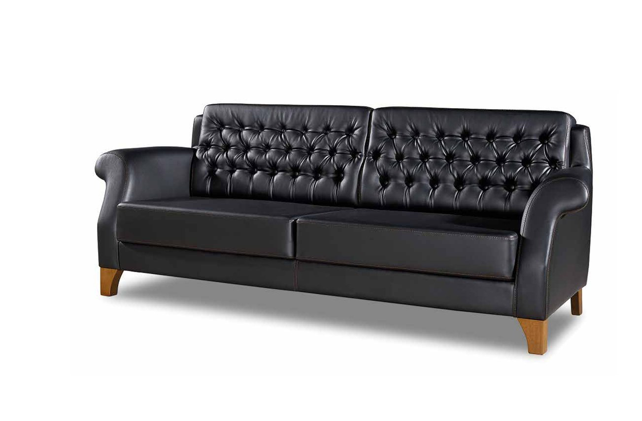 Chesterfield Sofa Design Couch Polster Möbel Dreisitzer xxl big Schwarz 227cm