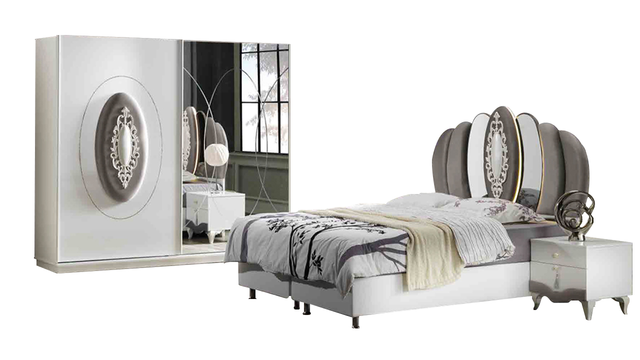 Schlafzimmer Garnitur Doppelbett Nachttische Bett 4tlg Weiß Schrank
