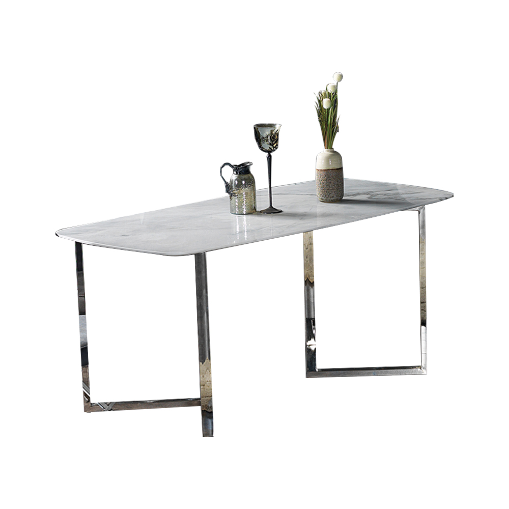 Luxus Esszimmer Tisch Silber Weiß Esstische Tische 180x90cm Marmor Optik