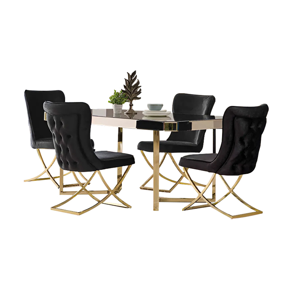 Esszimmertisch Speisetisch Design Esstisch Gold Glastisch Tische 160x90