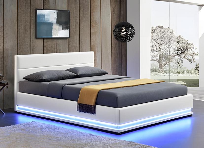 Bett LED-Licht Doppelbett 180 x 200 Möbel Einrichtung Schlafzimmer Design Neu