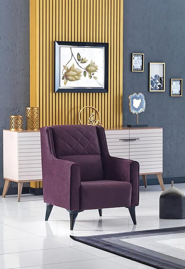 Wohnzimmer Lila Sessel Textil Polstermöbel Design Sitz Textil Polstersessel