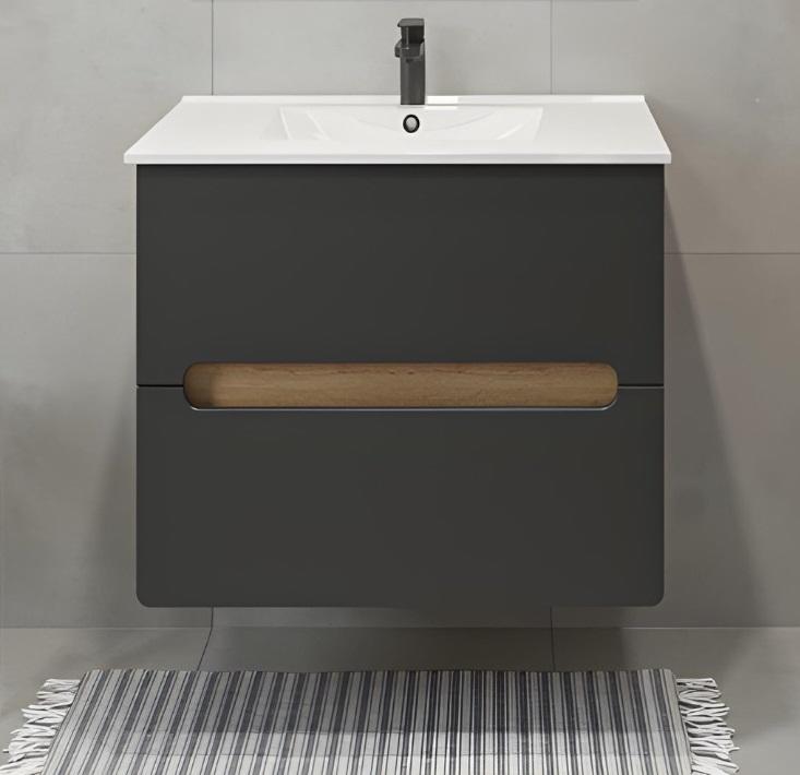 Komplett Badezimmer 2tlg Waschtischschrank mit Keramik Waschbecken Designer