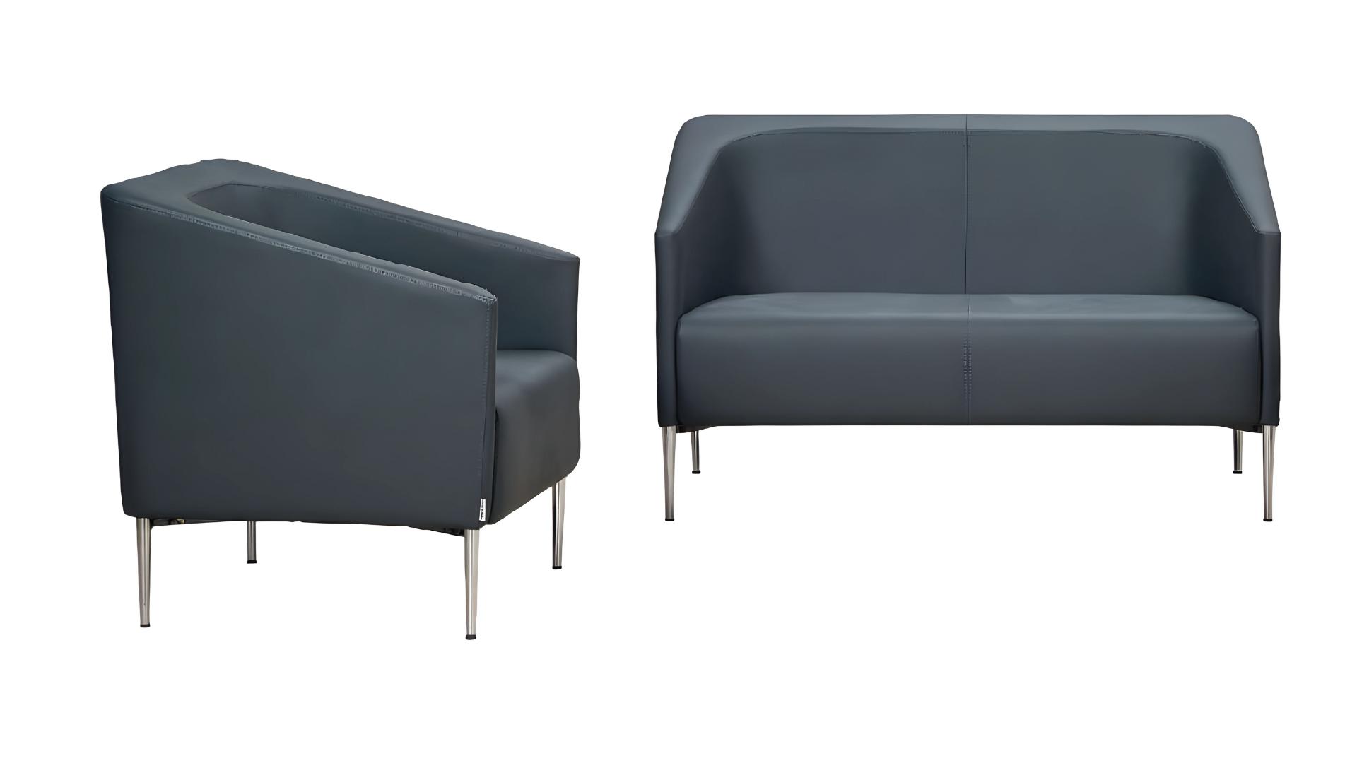 Sofagarnitur Grau Sessel Sofa Couch Polster Leder Couchen Samt Garnitur 2 Sitzer