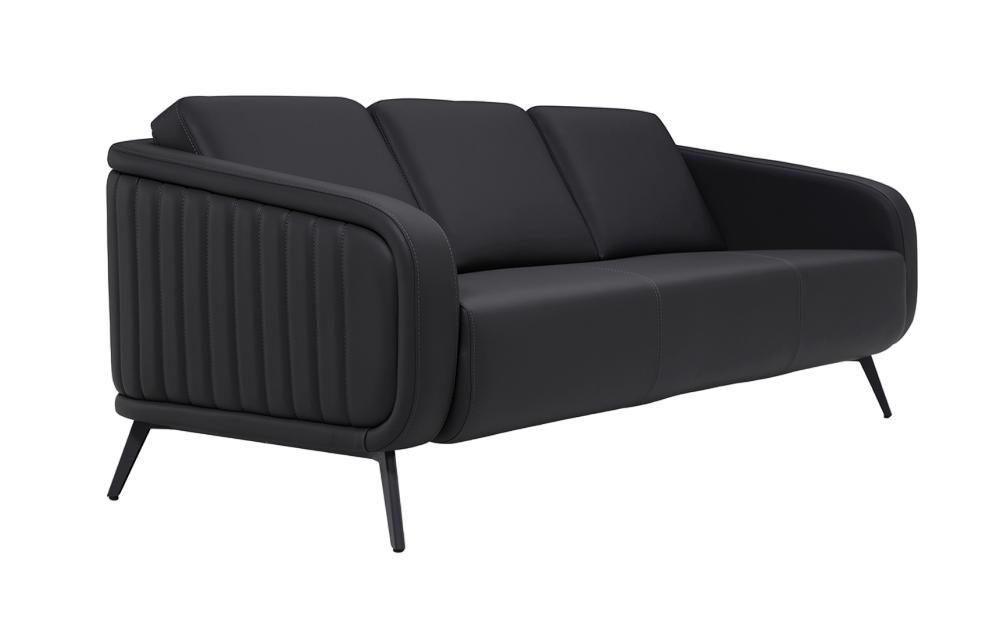 Sofa 3 Sitzer Polstersofa Schwarz Textil Sitz Design Couch Sofas Stoff Modern
