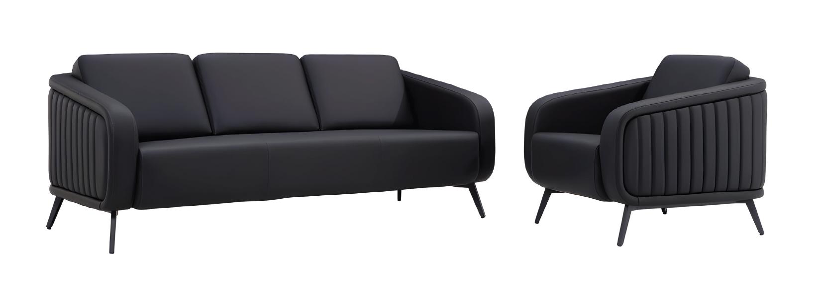 Sofa Moderne Büromöbel Polstermöbel Designer Leder Sofa 3-Sitzer Sessel