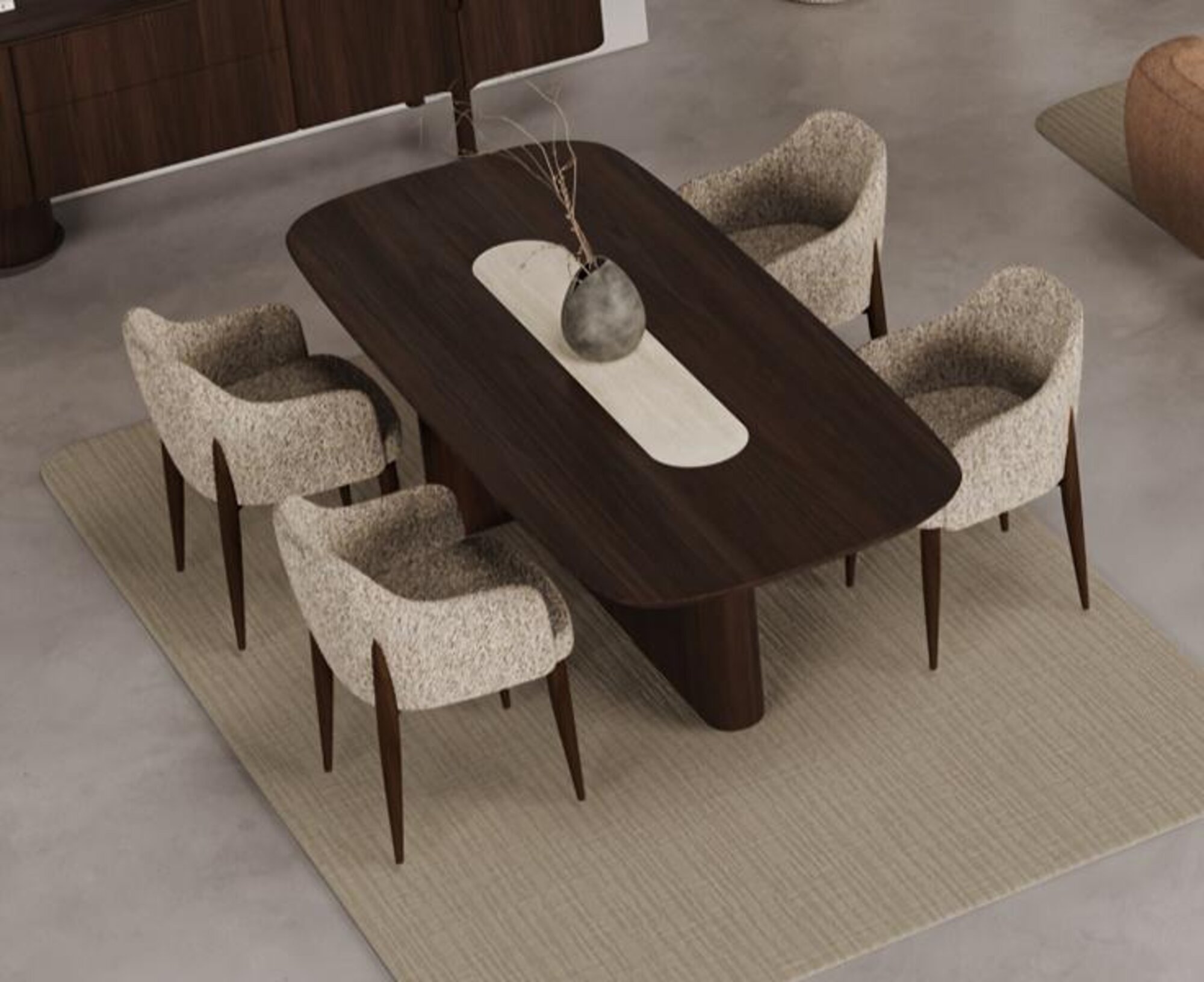 Elegant Braun Esstisch mit 4x Stühle Hochwertig 5-tlg. Esszimmergarnitur