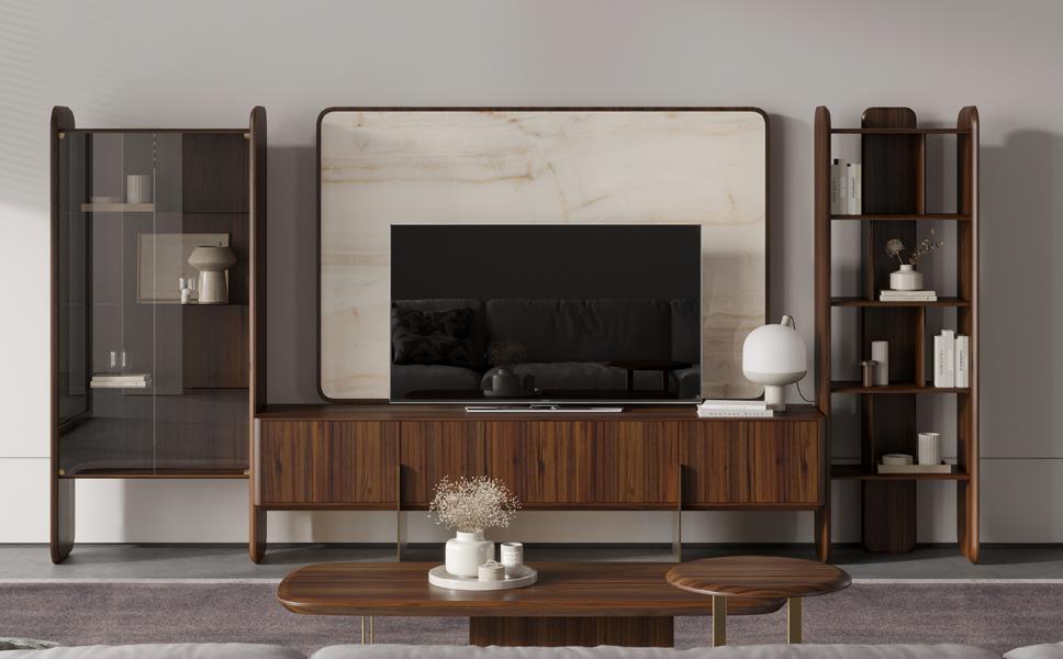 Elegante Wohnwand Braun Modern Sideboard Wandregal Wohnzimmer Wand