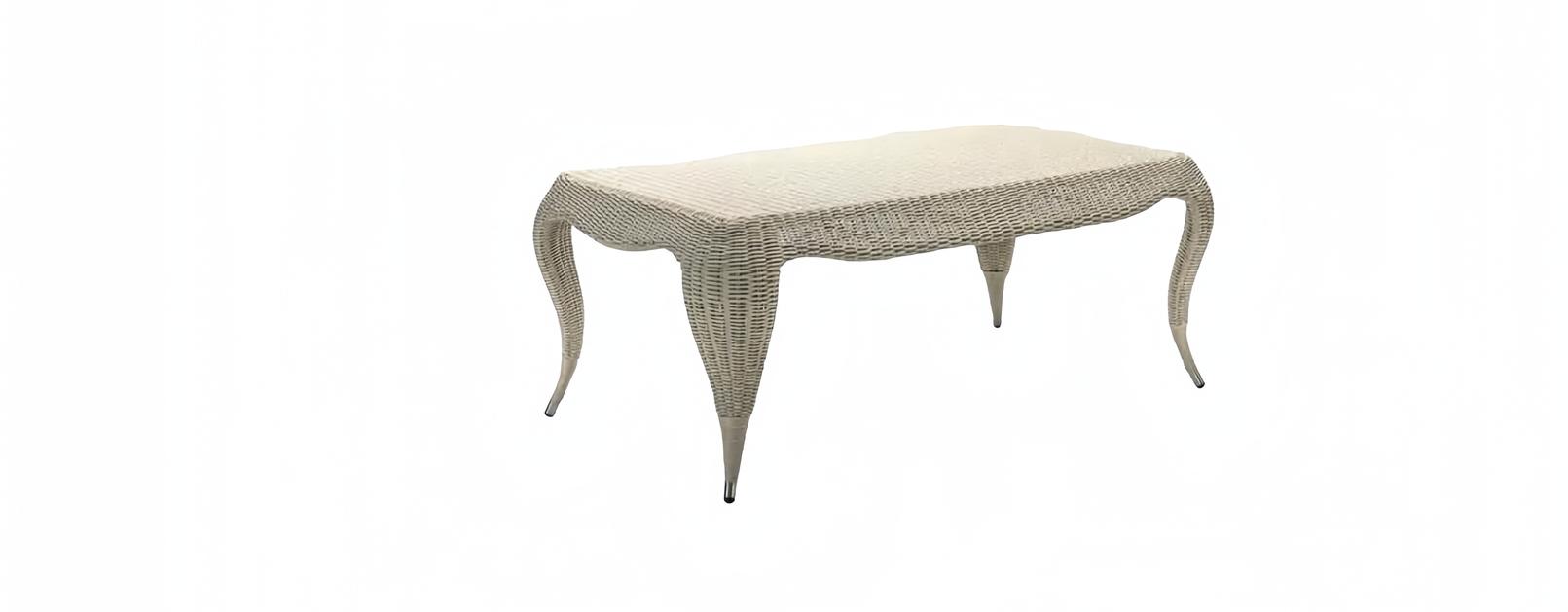 Couchtisch Terrasse Rechteckig Luxus Moderner Grau Rattan Design Kaffeetisch
