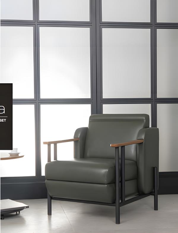 Design Sessel Polster Stühle Lounge Massiv Edelstahl Leder Holz Sessel Neu