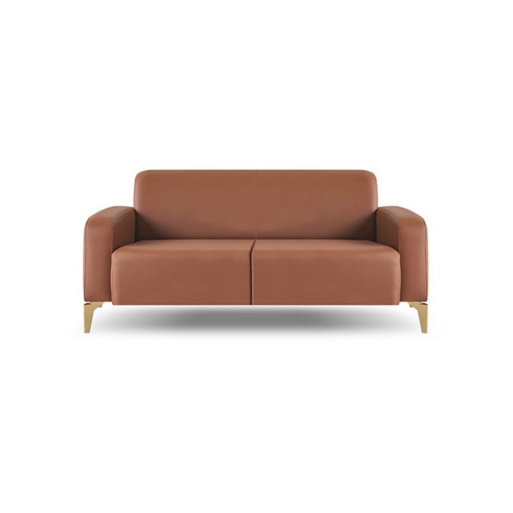 Sofa 2-Sitzer Braun Couch Zweisitzig Ledersofa Edelstahl Holz Modern