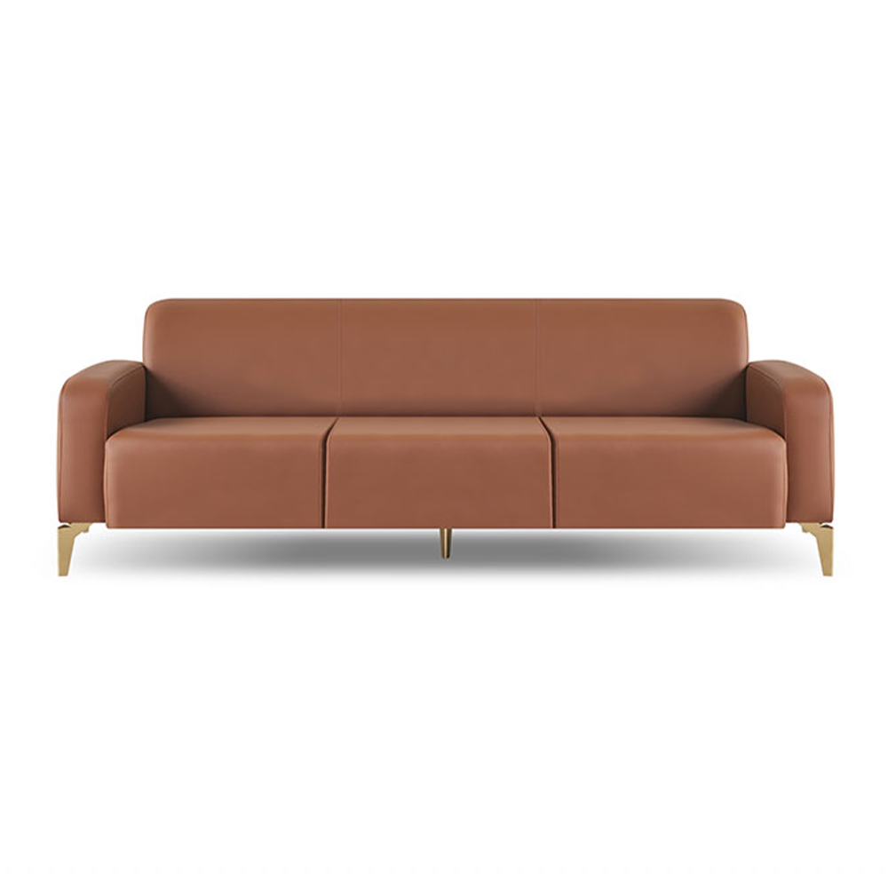 Sofa 3-Sitzer Braun Modern Couch Dreisitzig Wohnzimmer Leder Edelstahl