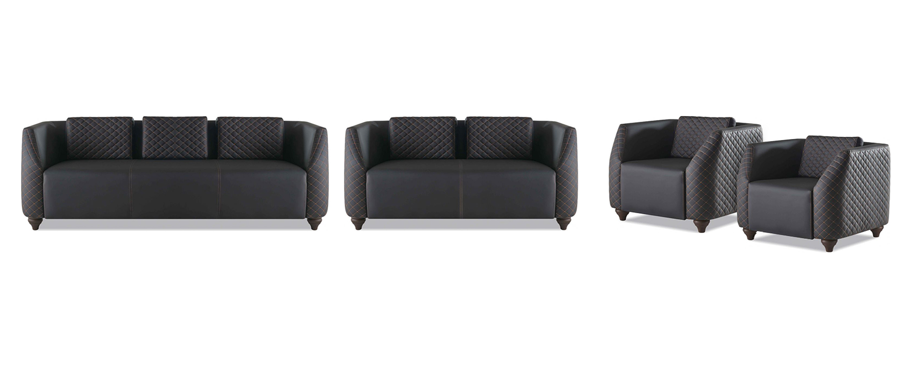 Sofagarnituren 3-Sitzer 2-Sitzer Sessel Schwarz Ledersofas Polster Couch