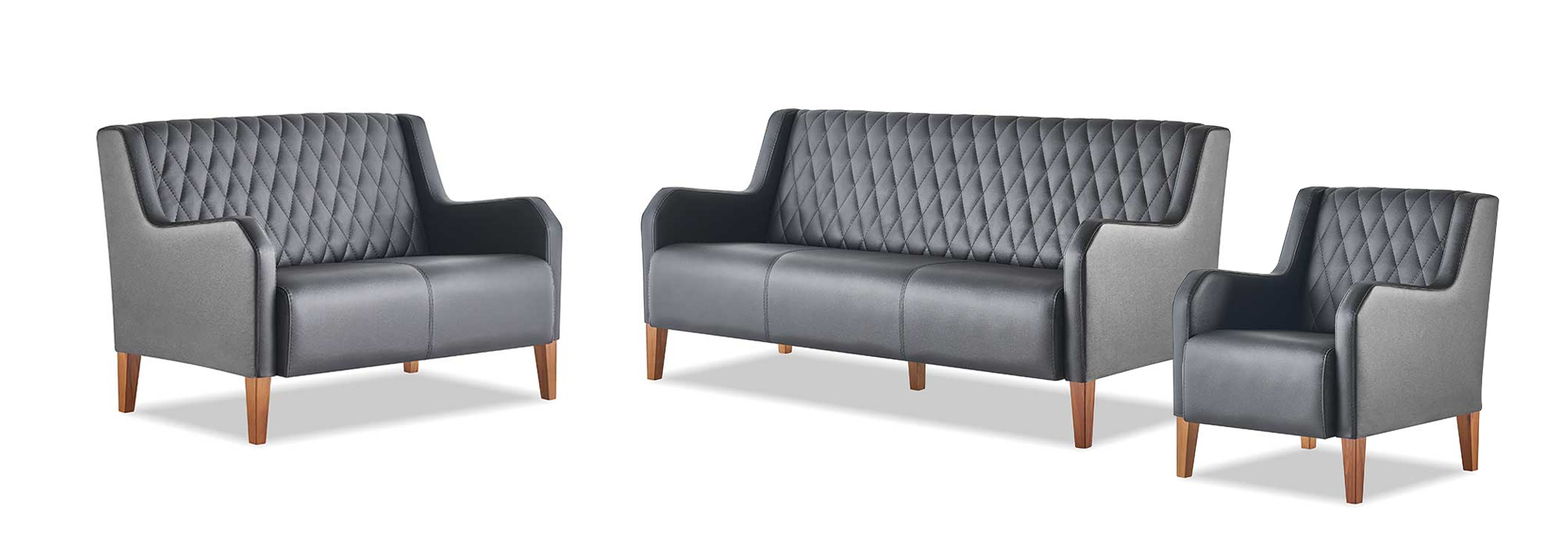 Komplett-Set 3-Sitzer 2-Sitzer Sessel Schwarz Sofa-Set Modern Sofas