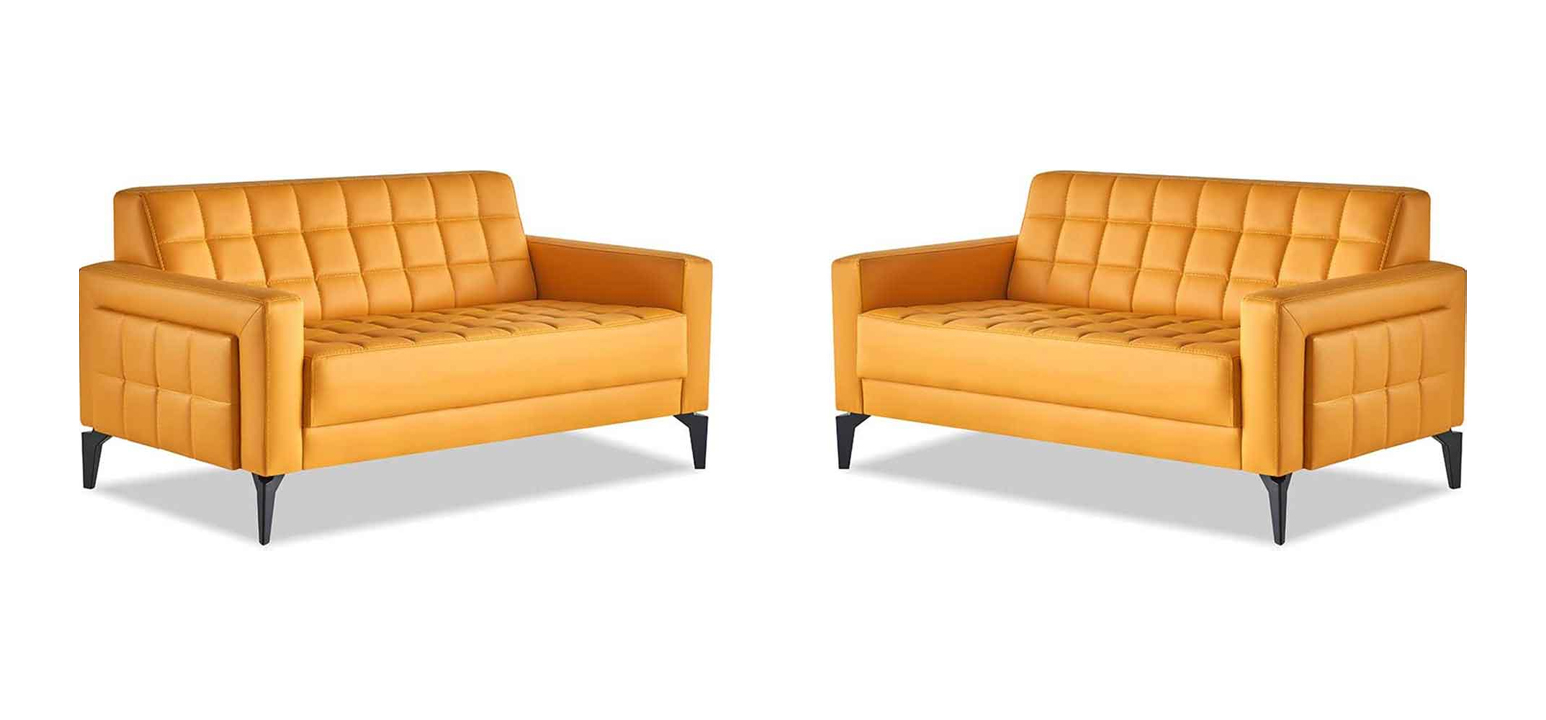 Sofas 2-Sitzer Chesterfield Gelb Modern Ledersofas Sofa-Set Edelstahl