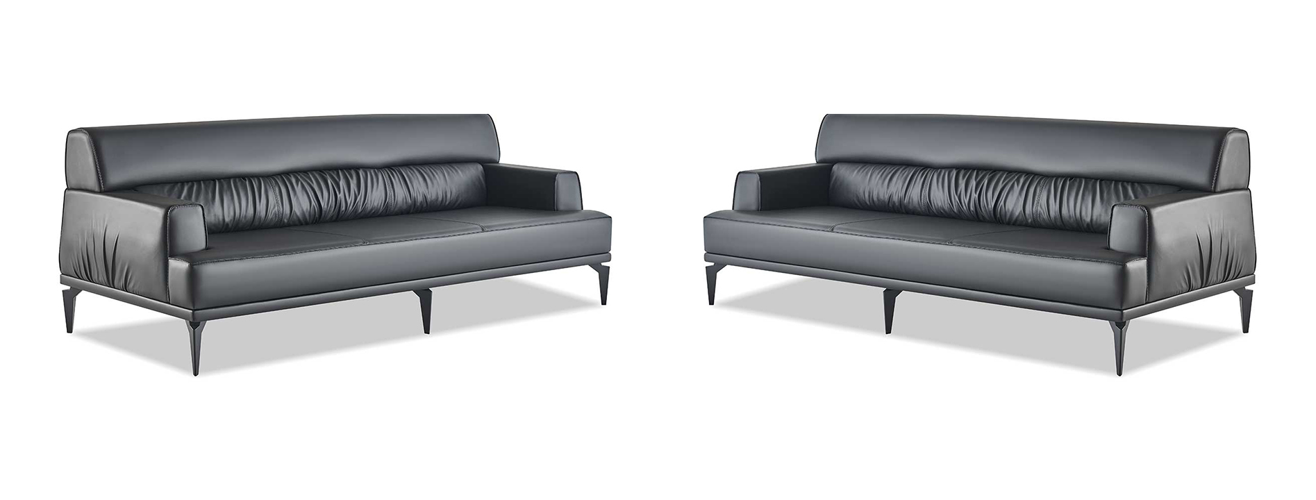 Sofas Leder Sofa-Set Schwarz 3-Sitzer Dreisitzig Ledersofas Couch Modern