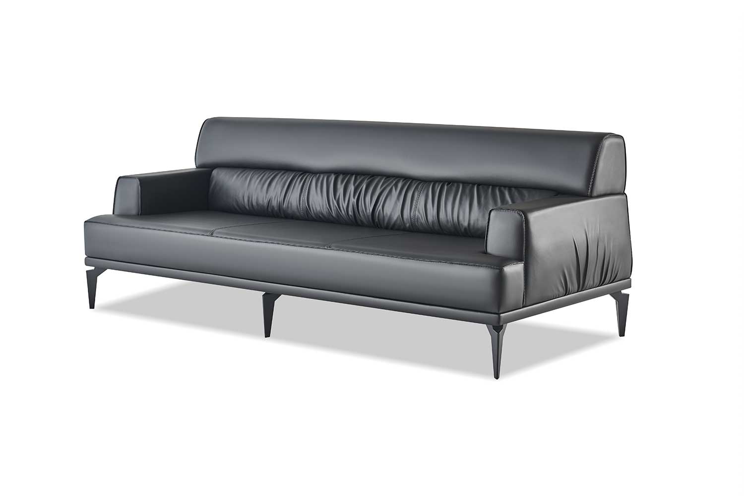 Ledersofa Sofa 3-Sitzer Schwarz Modern Vielseitig Edelstahl Couch Weiche