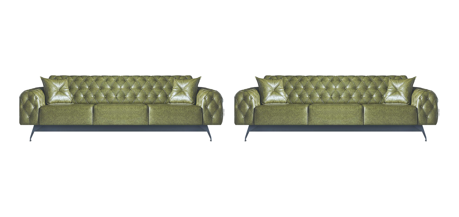 Sofagarnituren Chesterfield Sofa-Set 3-Sitzer Sofas Grün Klasssich Kissen