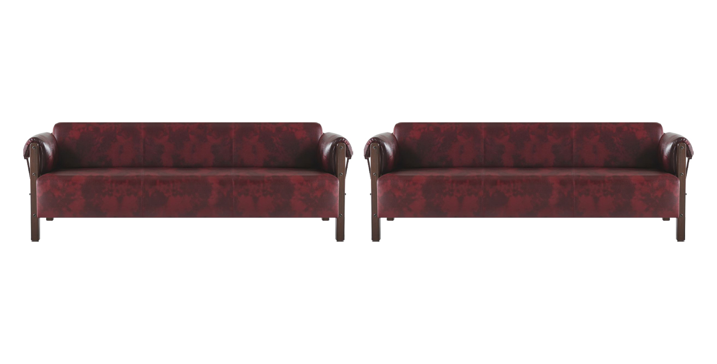 Sofas 3-Sitzer Ledersofas Set Bordeaux Modern Stil Couch Weiche Armlehnen