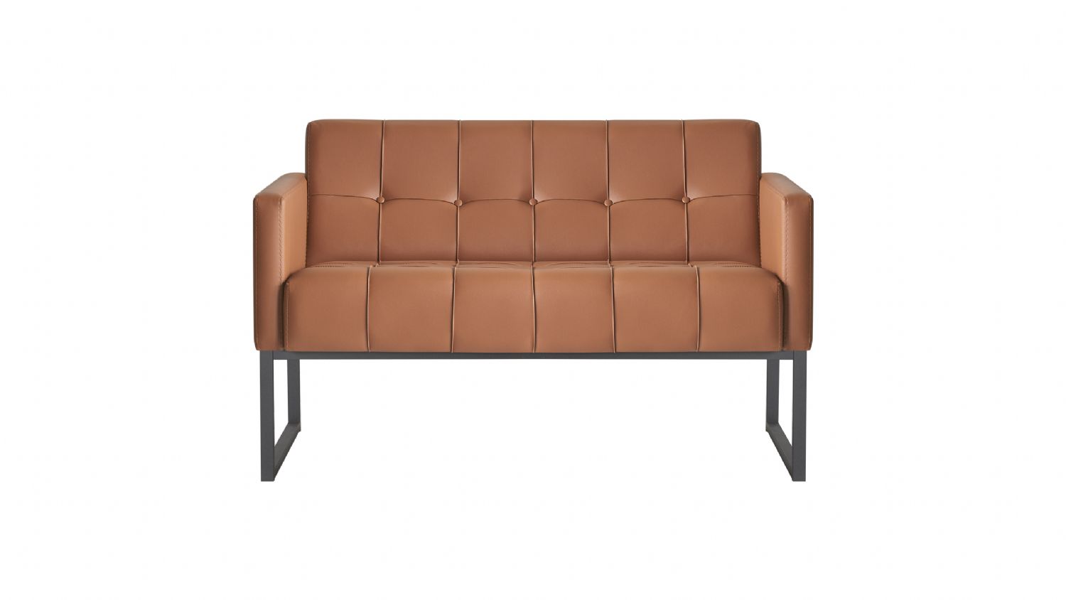 Sofa 2-Sitzer Braun Einfarbig Modern Design Arbeitszimmer Wohnzimmer