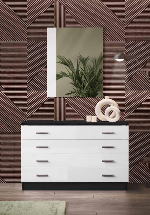 Kommoden Set italienischer Stil Möbel Holz Kommode Spiegel Sideboard Schrank 2er