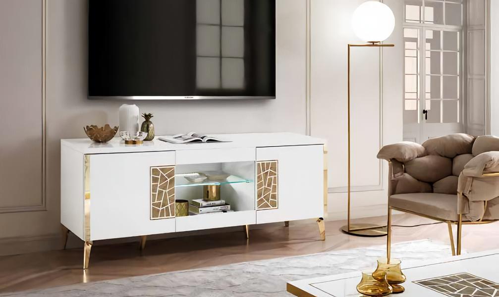 Luxus TV Ständer in Wohnzimmer Designer Holz Lowboard Neu Modern Möbel Neu