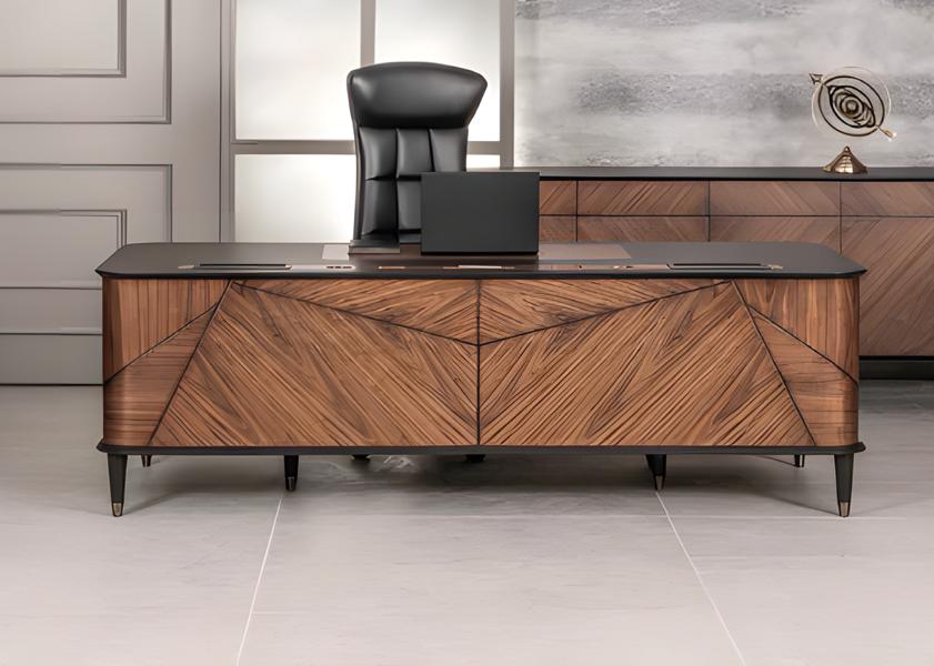 Schreibtisch Bürotisch Braun Bronze Büroeinrichtung Büro Holz Modern Neu