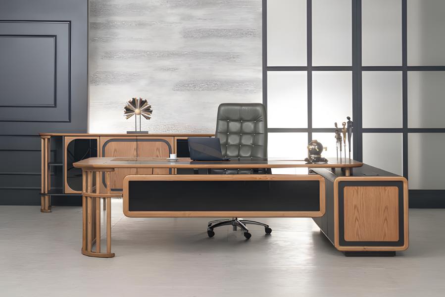 Braun Schwarz Schreibtisch 240x100cm Luxus Tisch Chefschreibtisch Büro Neu